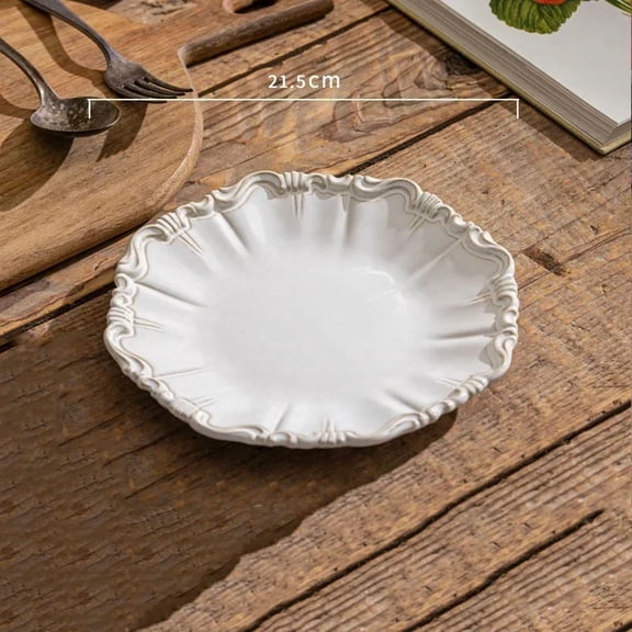 French Style Relief Ceramic Plate Set High End Creative Steak Dinner Plates Household Soup Bowls Dishes Tray Vintage Tableware