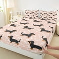 thumbnail image 3 of Manfei Pink Brown Dachshund Twin Sheet Sets for Teens, Kawaii Pet Dog Lover Twin Fitted Sheet, Cartoon Animal Flat Sheet, Microfiber Bedroom Decor, 3 Pieces, 3 of 7