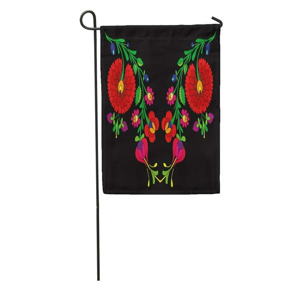 NUDECOR Abstract Hungarian Folk Artistic Beautiful Culture Drawn Floral Graphic Hand Garden Flag Decorative Flag House Banner 28x40 inch