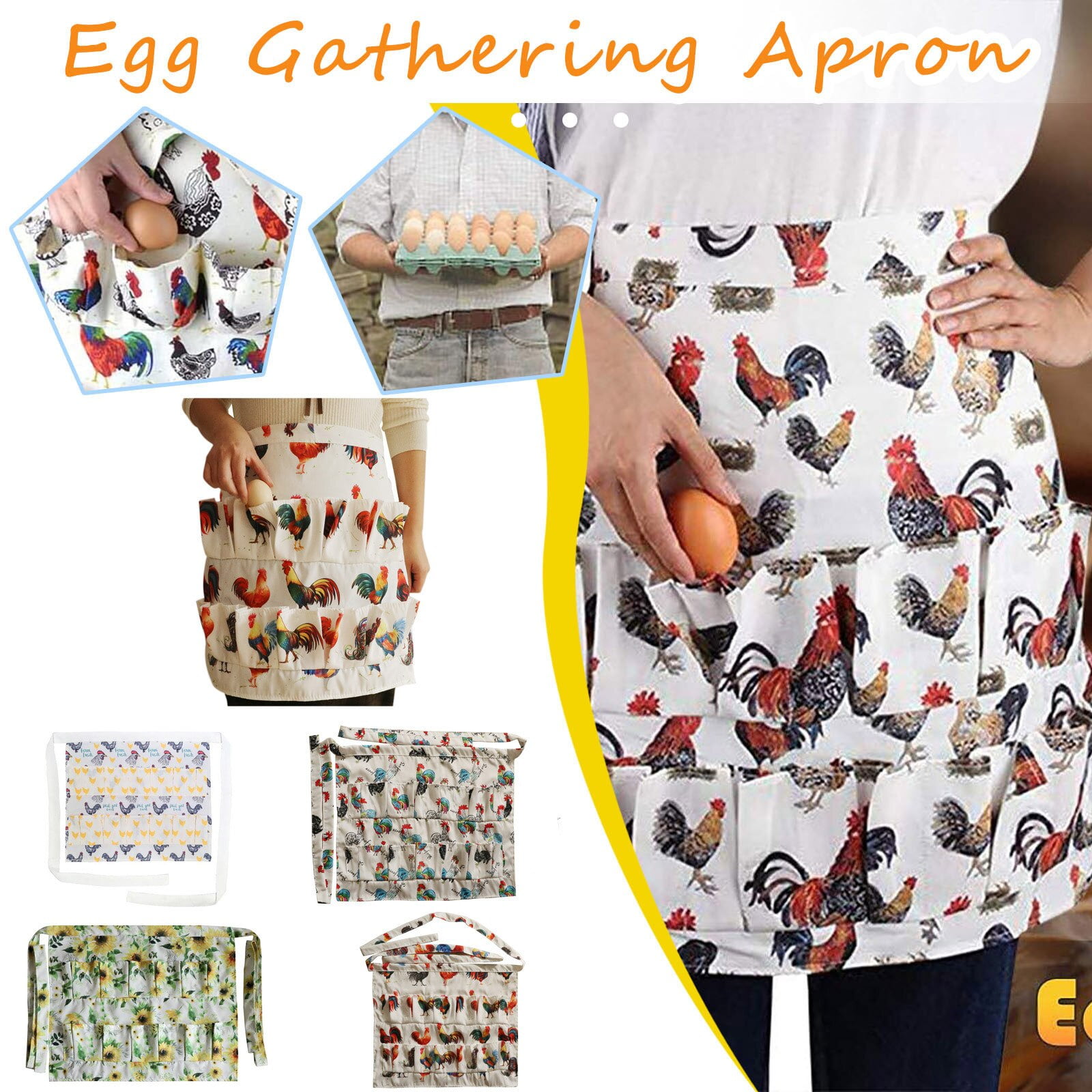 HorLaLa Egg Collection Apron with 18 Pockets for Gathering Chicken Duck  Goose Eggs,Apron Fresh Eggs,Egg Collecting and Waist Backyard Coops,Great