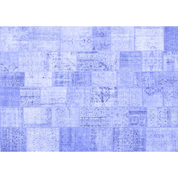 Ahgly Company Indoor Rectangle Patchwork Blue Transitional Area Rugs, 2' x 4'