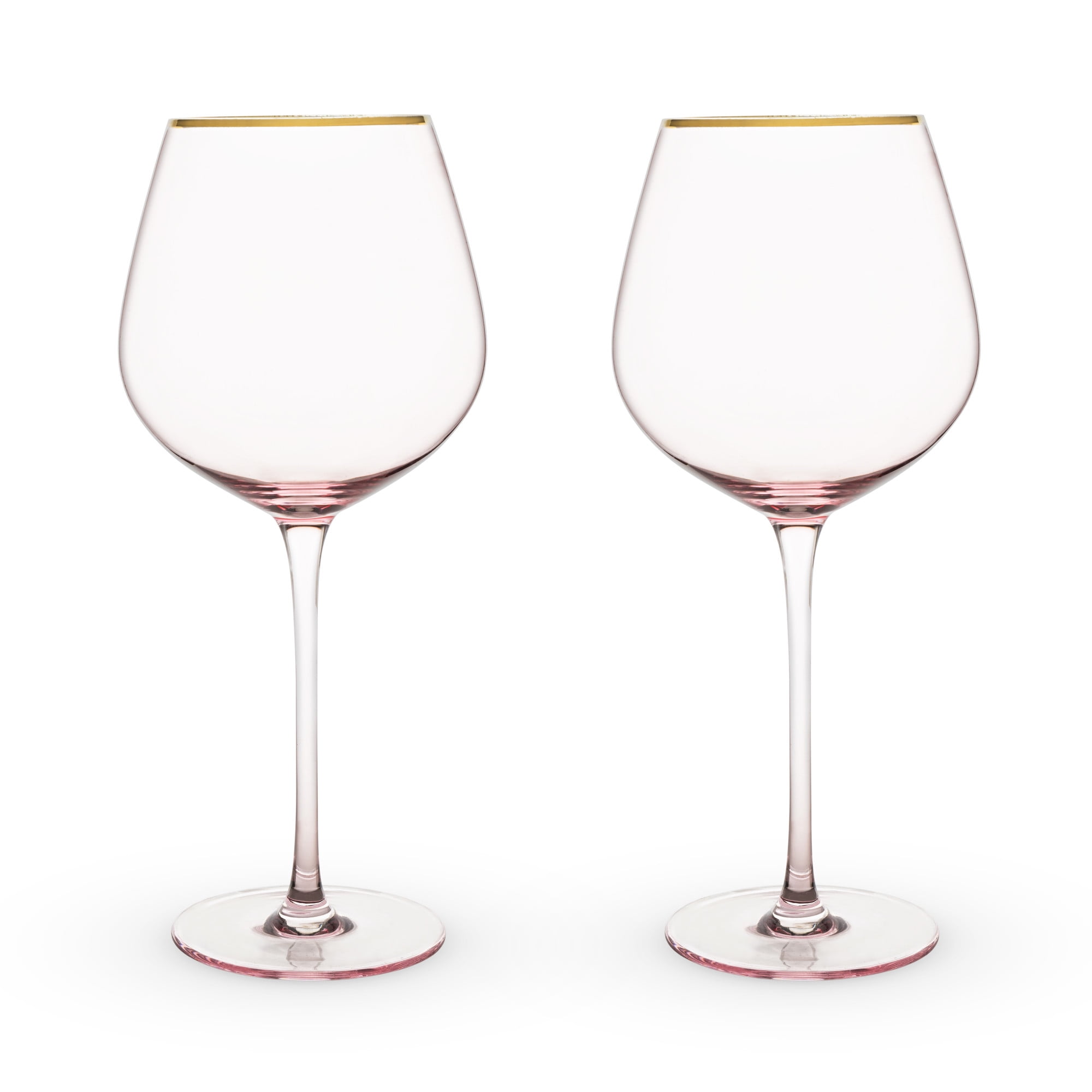 Twine Rose White Wine Glasses, Gold Rimmed Pink Tinted Crystal Wine Glass  Set, Stemmed Wine Glasses, Set of 2, 14 Ounces – Twine Living