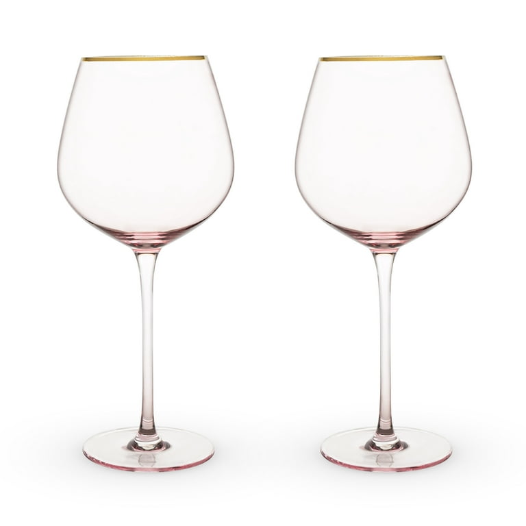 Twine Rose Crystal Stemless Wine Glass Set