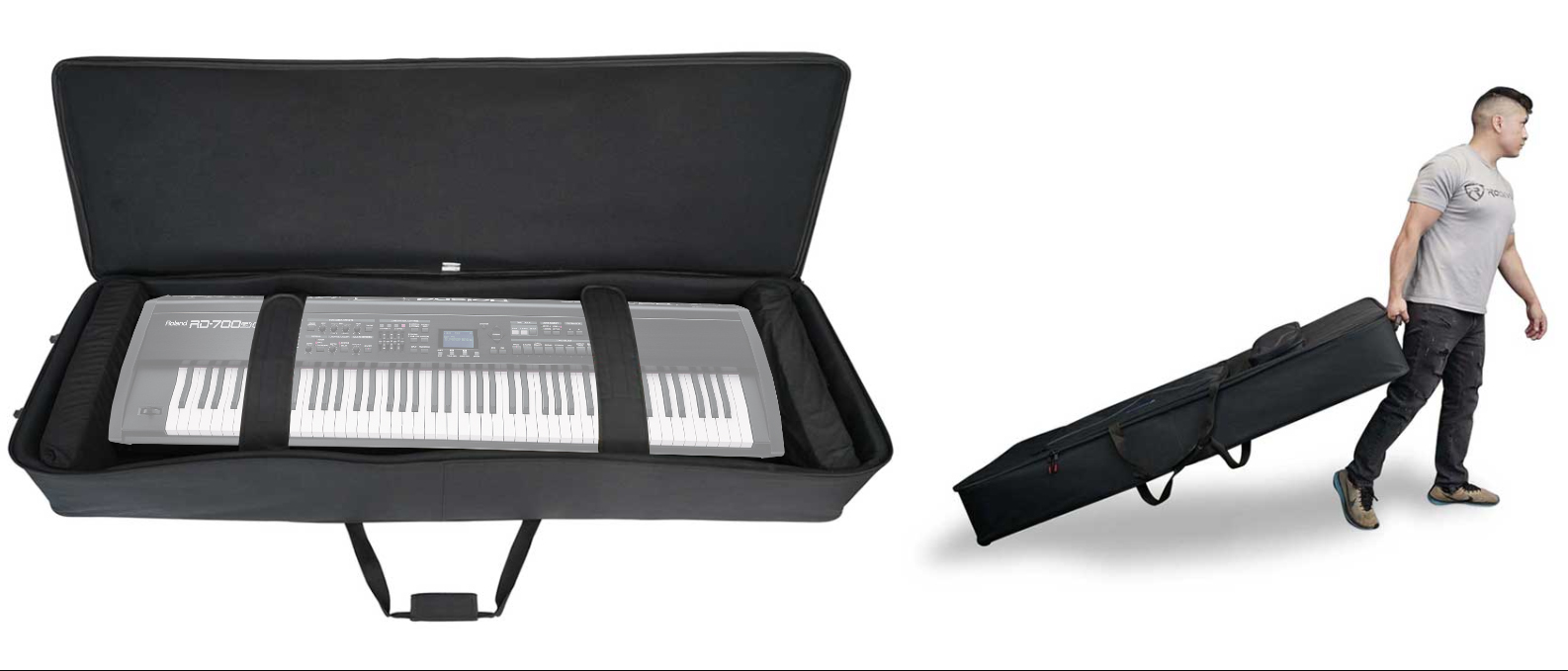 Rockville Rolling Bag Keyboard Case W Wheels Trolley Handle For Roland Rd 700sx Walmart Com Walmart Com