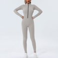 thumbnail image 5 of Jumpsuits for Women Casual Sports Turtle Neck Solid Color Bodycon Long Sleeve Half Zip Up Outwear,Silver,M, 5 of 6
