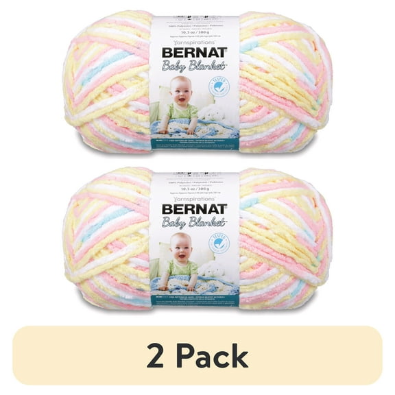(2 pack) Bernat® Baby Blanket™ #6 Super Bulky Polyester Yarn, Pitter Patter 10.5oz/300g, 220 Yards