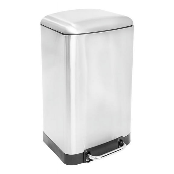 Totti 8-Gal Rectangular Metal Trash Can with Soft Closing Lid in Stainless Steel