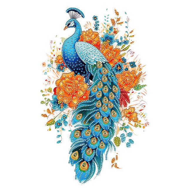 (WQ161) Resina Diamante Con Forma Especial Serie Pavo Real Con Forma Diamante Parcial 30*40cm