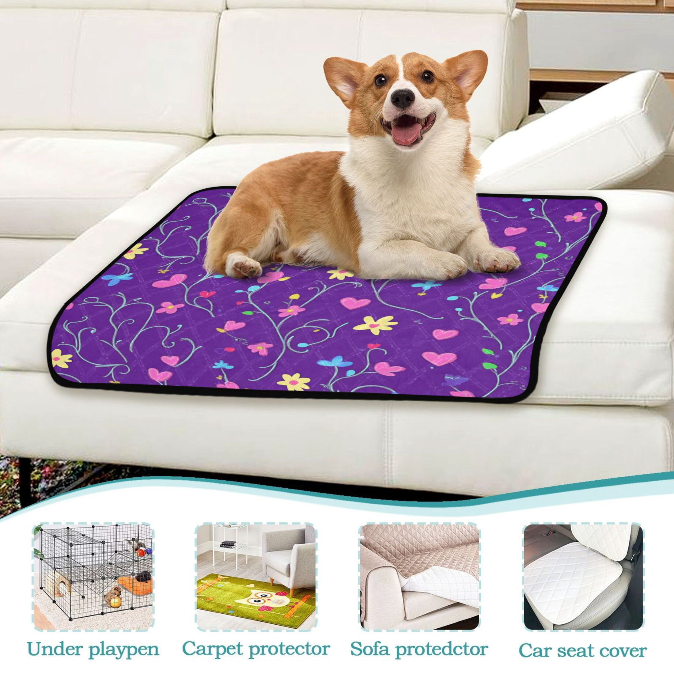 Washable Pet Pee Pads with Super Absorbent Reusable Training Pads for Dogs & Cats Small Pink Hearts