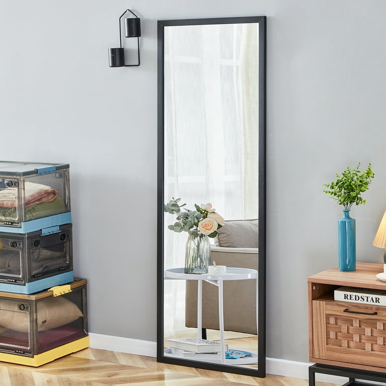 long dressing mirror Floor Tall Body Mirror, Irregular Big Long Mirror Dressing Mirror for  Bedroom Living Room Leaning Against Wall Flannel Wrapped Wooden Frame Log  Color