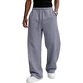 thumbnail image 3 of Men Loose Fit Jogger Pants Elastic Drawstring Waist Wide Leg Casual Sweatpants Breathable Outdoor Workout Pants With Side Pockets M, 3 of 8