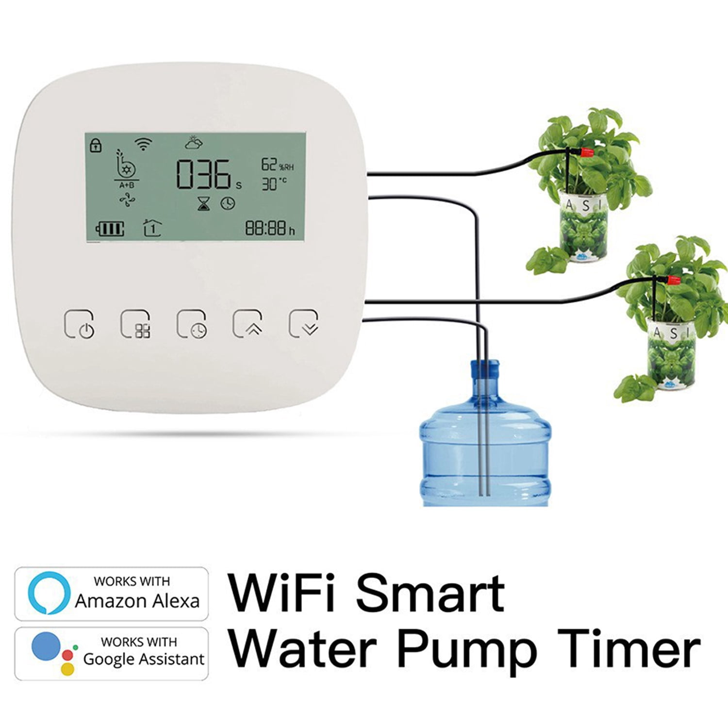Fylecen Drip Irrigation System, 2 Pumps for Zone Watering, Programmable Weekly Timer, 20 Adjustable Drippers & 35FT Tubing