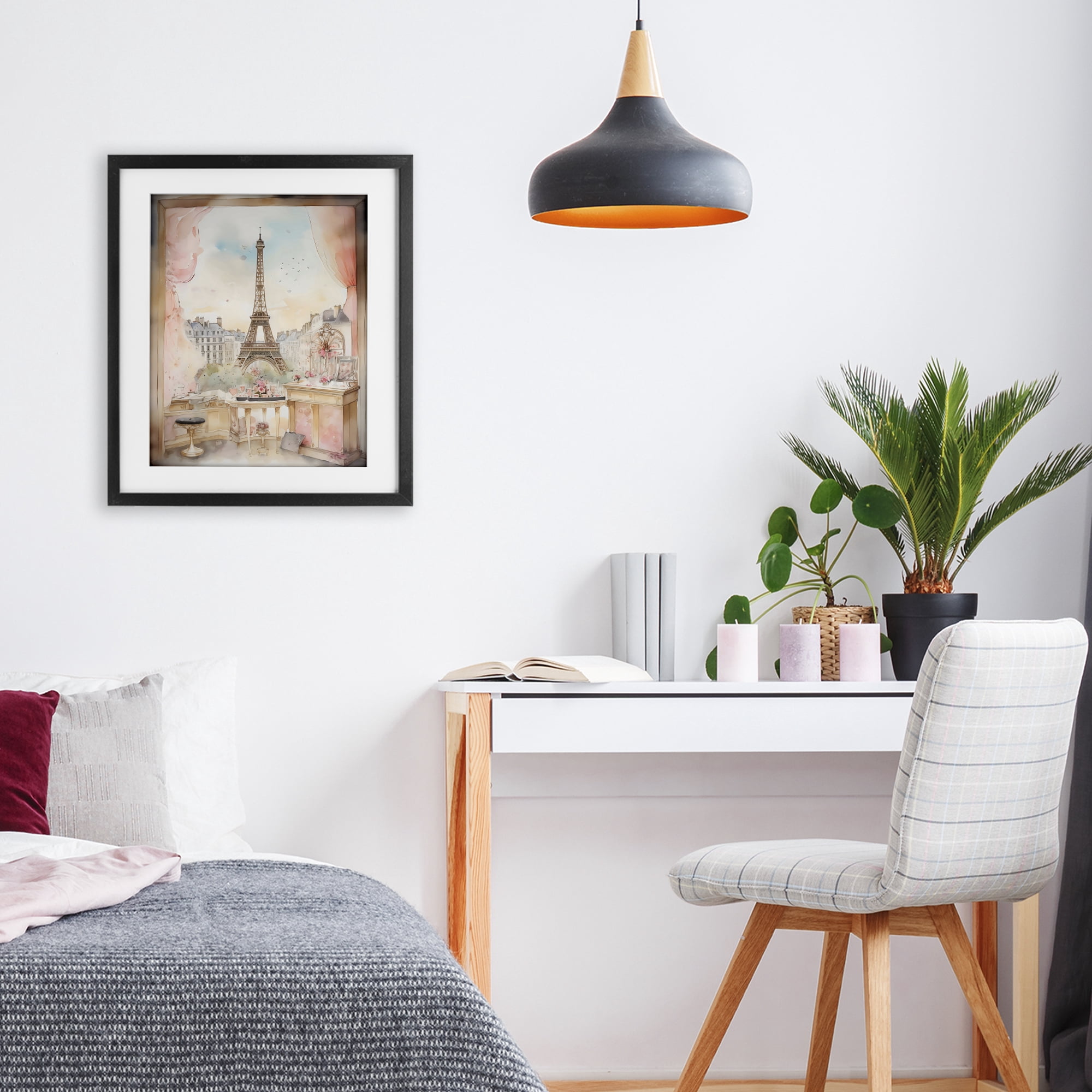Stupell Industries Eiffel Tower Window View Black Framed Print Under Glass, design by Creative Studio