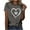 #076 Dark Gray, variant on Pet Mom's Heart Design Graphic Short Sleeves T Shirt Summer Casual Cotton Pullover Tee Tops for Big and Tall Women Blue,L