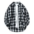 thumbnail image 1 of Camisas s Para Hombre Interior Camisa de manga larga con solapa y hebilla de entramado para hombre (Black, XL), 1 of 7