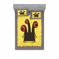 thumbnail image 2 of Ambesonne Abstract Fitted Sheet & Pillow Sham Set, Trippy Creature Eyes, Twin, Warm Taupe Yellow, 2 of 3