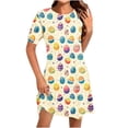 thumbnail image 1 of Vestido Corto para las Mujeres Cuello Redondo Manga Corta Impresa Suéter, Moda Casual Estilo Línea, 1 of 9