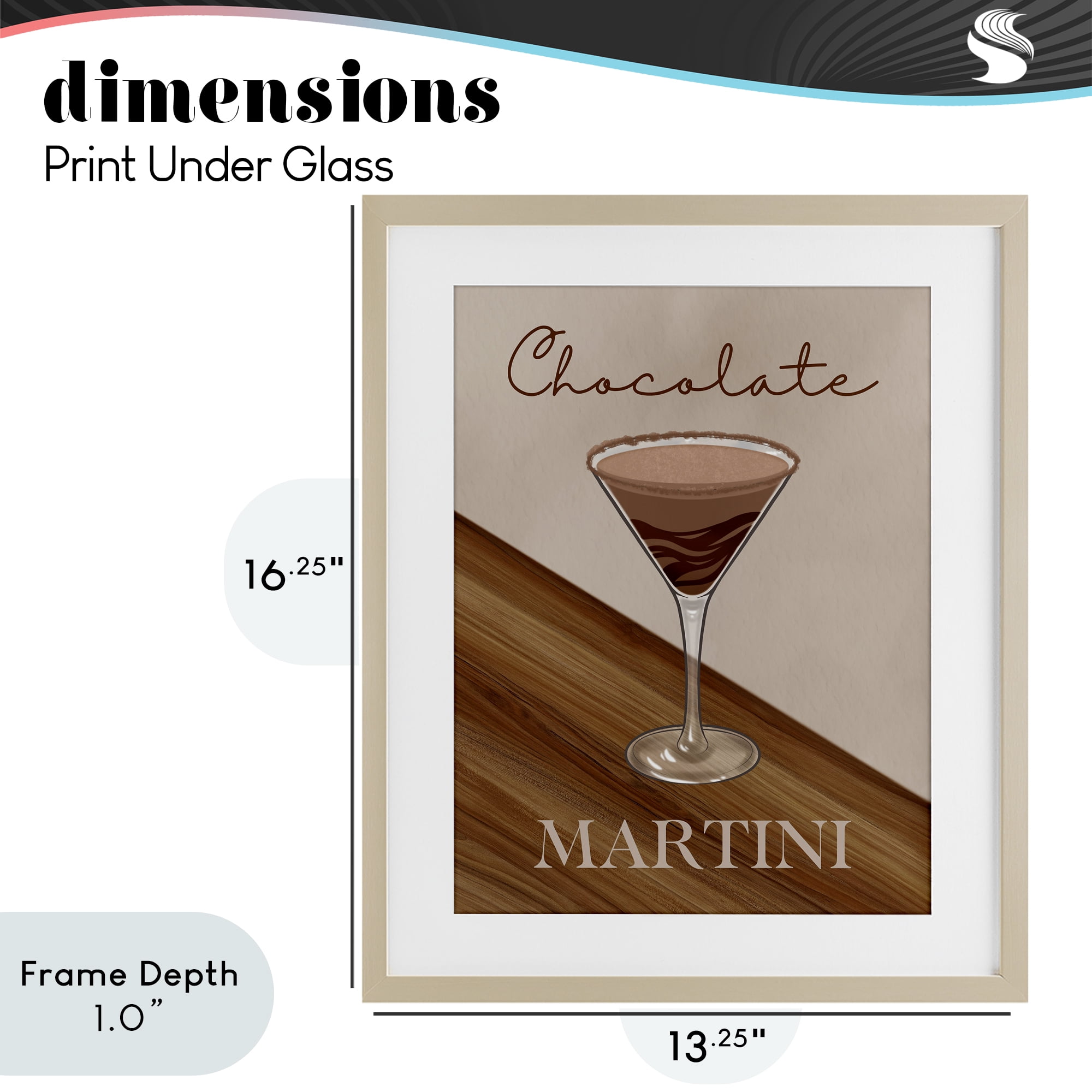 Stupell Industries Chocolate Martini on Brown Birch Framed Print Under Glass, design by Marcus Prime