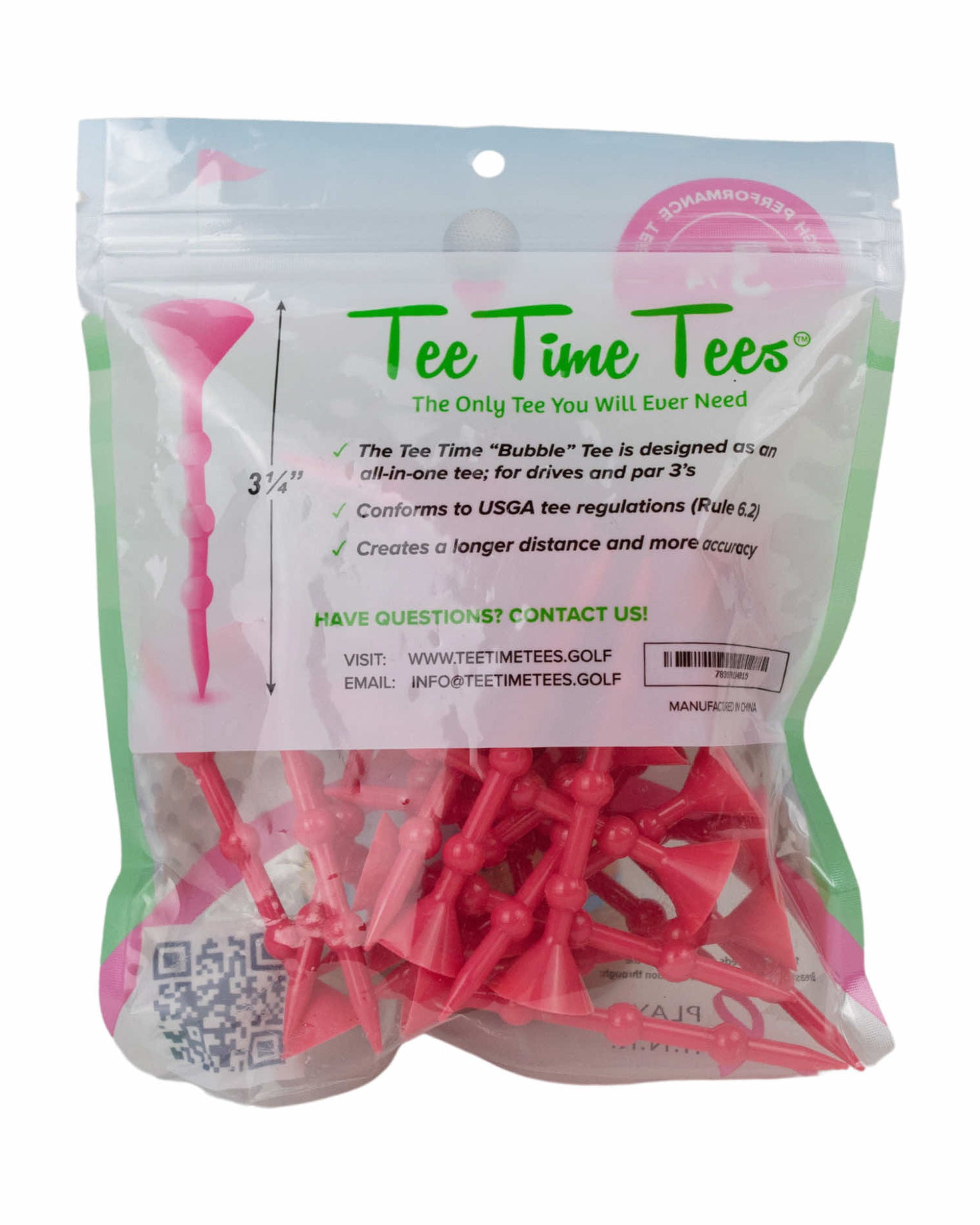 Tee Time Tees Bubble Tees (Pack of 25) Pink