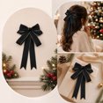 thumbnail image 6 of Lilixerw Satin Christmas Bow, Black Multi Loop Bow With Silver Edge And Pointed Tails, 5.12x7.09 Inch, for Tree Wreath Door Gift Mantel Decoration, 6 of 7