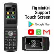 TIQ Mini US Q5 4G Smart Flip Phone - Tmobile Compatible, Android MTK6739, Multilingual Touch Screen