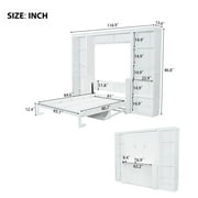 Euroco Wood Queen Size Murphy Bed with Desk and Shelves, Space-Saving Wall Bed for Bedroom