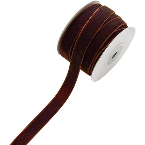 10.94 Yards 5/8 Inch Dark Brown Velvet Ribbon Vintage Valentines Christmas Single Face Garland Wreath Assorted Trimming Wedding Ribbons for Sewing Making Gift Wrapping Party Decors for making