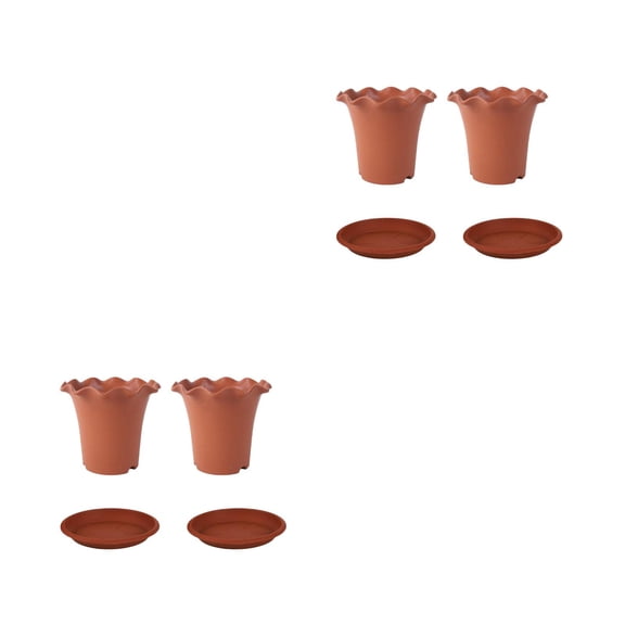 Masteelf 8 pcs Breathable Flower Plant Pots Decorative Gardening Pot with Tray for House