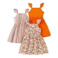 thumbnail image 1 of vigerkar Robes pour Filles Robe pour Tout-Petites Lot de 3 Robe Décontractée de Fête à Imprimé Robe Trapèze Robe d'Été (Orange, 4-5 Ans), 1 of 4