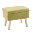 thumbnail image 2 of IVV Teddy Fleece Storage Ottoman with Lift-Off Lid, Tray Top, Solid Wood Legs, Multifunctional Makeup Chair Vanity Stool for Bedroom (Green), 2 of 6