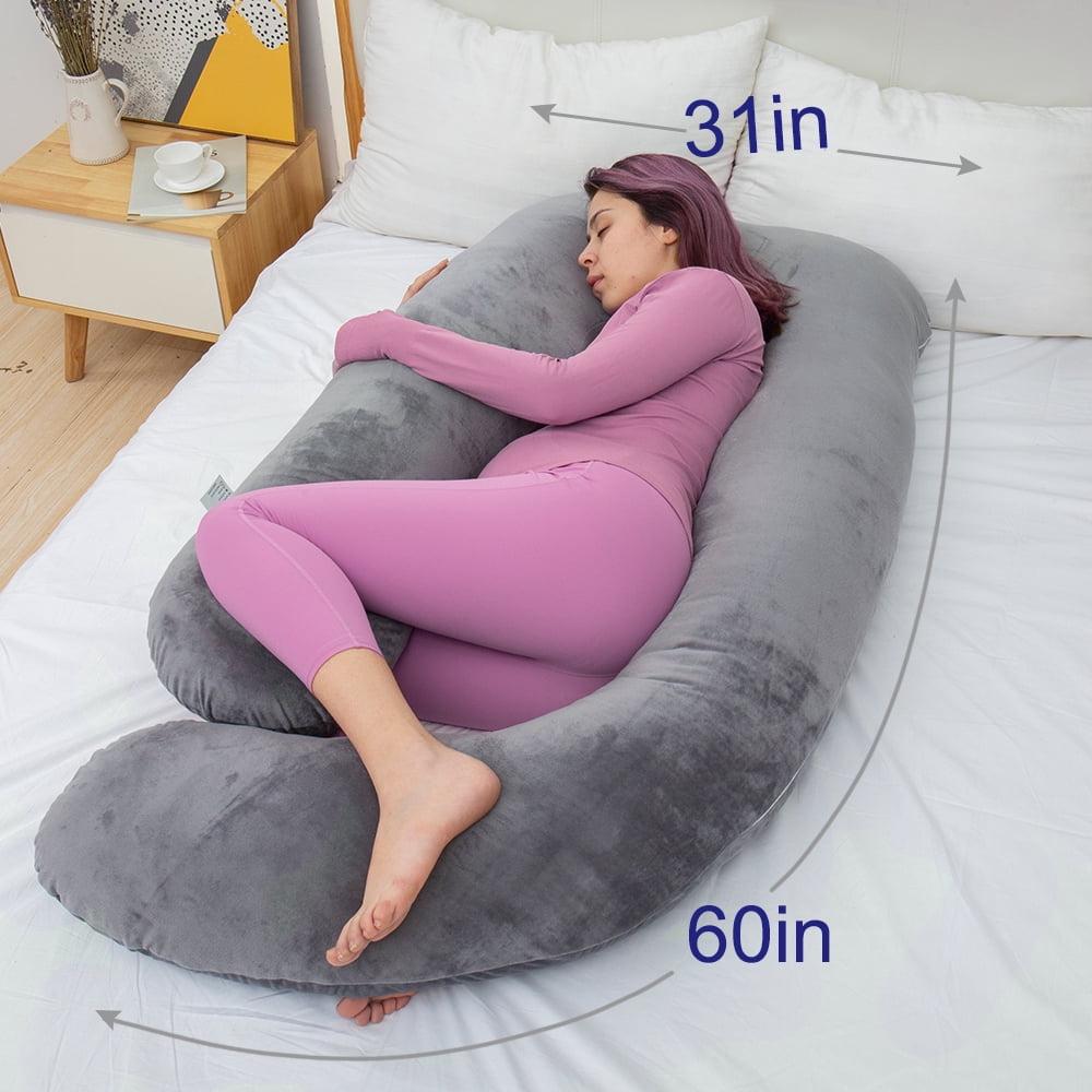 Awesling 60inch Pregnancy Pillows for Sleeping, Maternity Pillow with Velvet Cover (Gray)