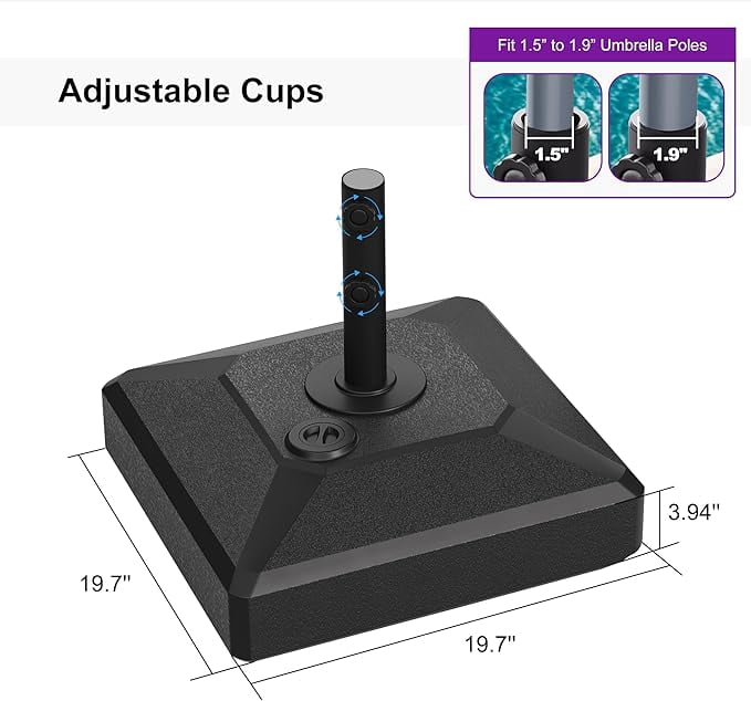 PURPLE LEAF Patio Market Umbrella Base 115 lbs Load Capacity with Casters Filled with Sand & Water Outdoor Table Umbrellas Stand