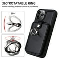 thumbnail image 3 of Accordion Wallet Case for iPhone 13 Pro Max with Rotatable Ring Holder Kickstand, RFID Blocking Card Slots Finger Grip Ring PU Leather Shockproof Purse Cover for iPhone 13 Pro Max, Black, 3 of 7