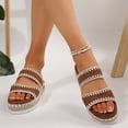 thumbnail image 2 of Rokment Stitching Espadrilles Platform Beach Sandals for Women Fashion Casual Height Increasing Flatform Comfortable Walking Chunky Flat Dress Slip on Slides Summer Vacation Brown Size 9, 2 of 6