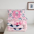 thumbnail image 5 of Manfei Personalized Soccer Gifts Full Size Comforter Sets,3D Cartoon Bowknot Print Bedding Comforter Set,Pink Reversible,3-Piece,1 Comforter and 2 Pillowcases, 5 of 7