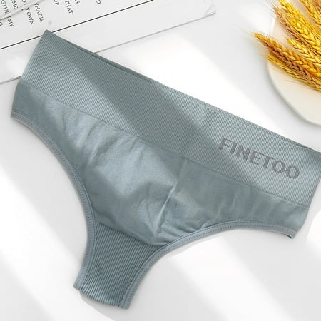 

GeweYeeli Women Low Waist Thongs Cotton Solid Color Panties Elastic Underwear Gray Blue M/L
