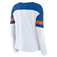 thumbnail image 3 of Women's Fanatics White/Royal New York Islanders Frozen Long Sleeve Notch Neck T-Shirt, 3 of 3
