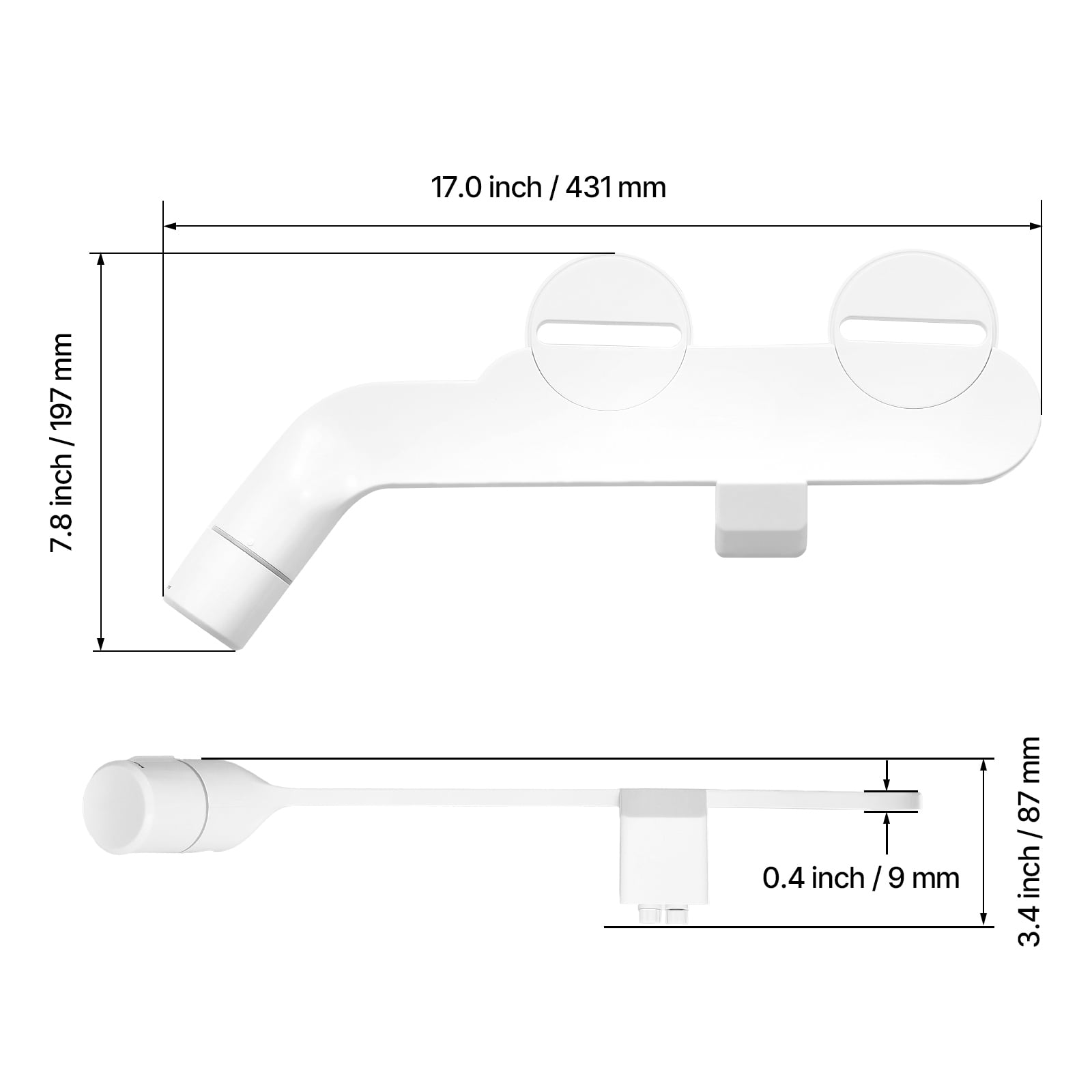 KFFKFF Non-Electric Bidet Attachment for Toilet, Dual Nozzles with Adjustable Water Pressure, Stainless Steel Inlet, Suitable for Rear and Feminine Cleaning, White