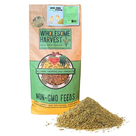 Wholesome Harvest Chick Starter Feed - Non-GMO Chick Food Starter with Omega 3 and Natural, Herbal Ingredients - Chicken Feed for Growing Healthy Chicks with High-Protein 22% and Probiotics - 25 Lb