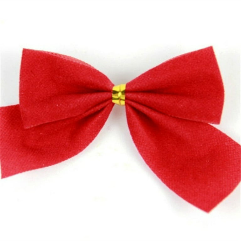 Iconikal Mini Small Velvet Bows, Red, 3.5 x 3.5-Inch, 72-Pack