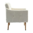 thumbnail image 4 of Modern Accent Chair, Leisure Single Sofa Chair with Rose Golden Feet, Teddy Upholstered Armchair with Highback, Reading Lounge Armchair Side Chair Furniture for Bedroom Living Room, White, 4 of 9