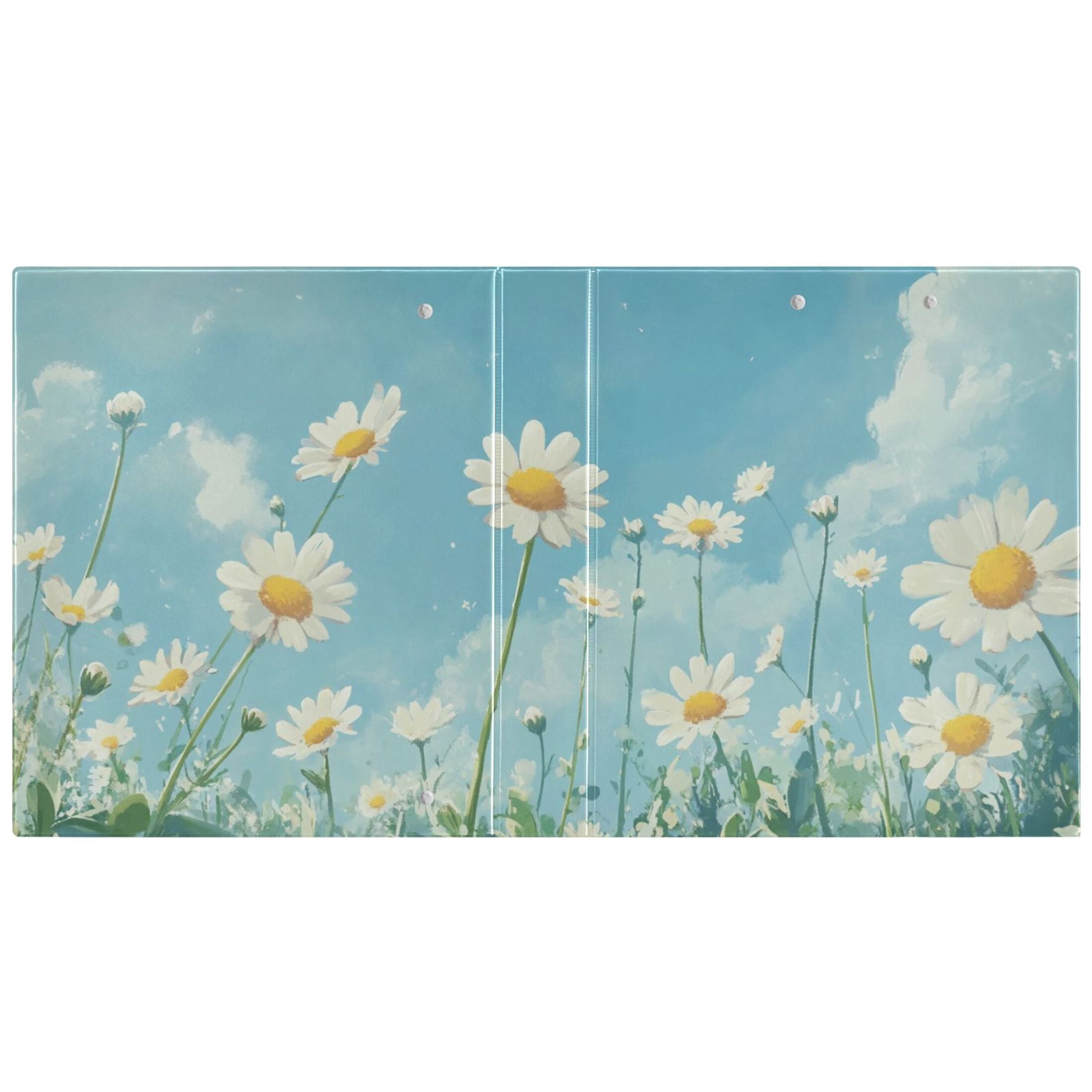 Spring Flowers Painting 3 Ring Binders 1.5 inch Hardcover File Folders with Interior Pockets A4 Size Organizer for School Office Hospital