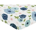 thumbnail image 5 of Sweet Jojo Designs Watercolor Floral Blue Pink White Fitted Crib Sheet, 5 of 6