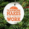 thumbnail image 2 of DistinctInk Hanging Ceramic Christmass Tree Ornament with Gold String - Great Gift / Present - 2 3/4 inch diameter - Teamwork Makes the Dream Work Basketball, 2 of 2