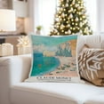 thumbnail image 4 of Ethan Taylor Landscape & Nature Throw Pillow Soft Cushion Cover Claude Monet The Beach and the Falaise DAmont Coastal Landscapes Classic Decorative Square Accent Pillow Case, 16x16 Inches, Blue, Beige, 4 of 5