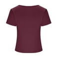 thumbnail image 4 of Womens Tops, Womens Square Neck Basic T Shirts Slim Fit Short Sleeve Crop Shirts Fashion Casual Soft Cute Fitted Stretchy Tee Tops Wine XL, 4 of 5