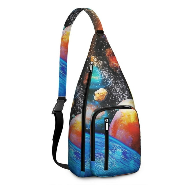 Cosmos Explorer Sling Backpack - Starry Night Sky Pattern Crossbody Shoulder Bag, Water-Resistant Hiking Essential