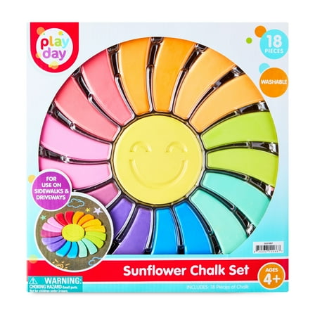 Play Day Sunflower Sidewalk Chalk Set 18-Piece Multicolor