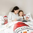 thumbnail image 5 of Manfei Kawaii Christmas Snowman Queen Comforter Set,Xmas Flower Bedding Sets,Red White Green Bedding Comforter Set For Kids,Microfiber Bedroom Decor Reversible,3-Piece, 5 of 8