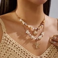 thumbnail image 4 of NICKSUN Boho Ocean Themed Layered Beaded Necklace, Multi-Layer Stackable Starfish Shell Imitation Pearl Choker, Summer Vacation Beach Statement Jewelry, 4 of 7
